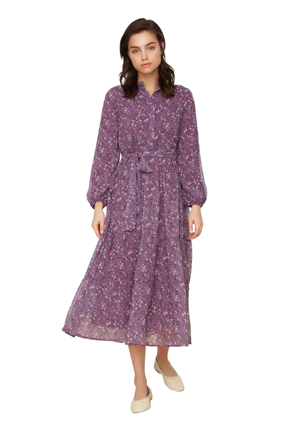 Trendyol Women Modest Maxi Skater Relaxed Woven Modest Dresses Lilac