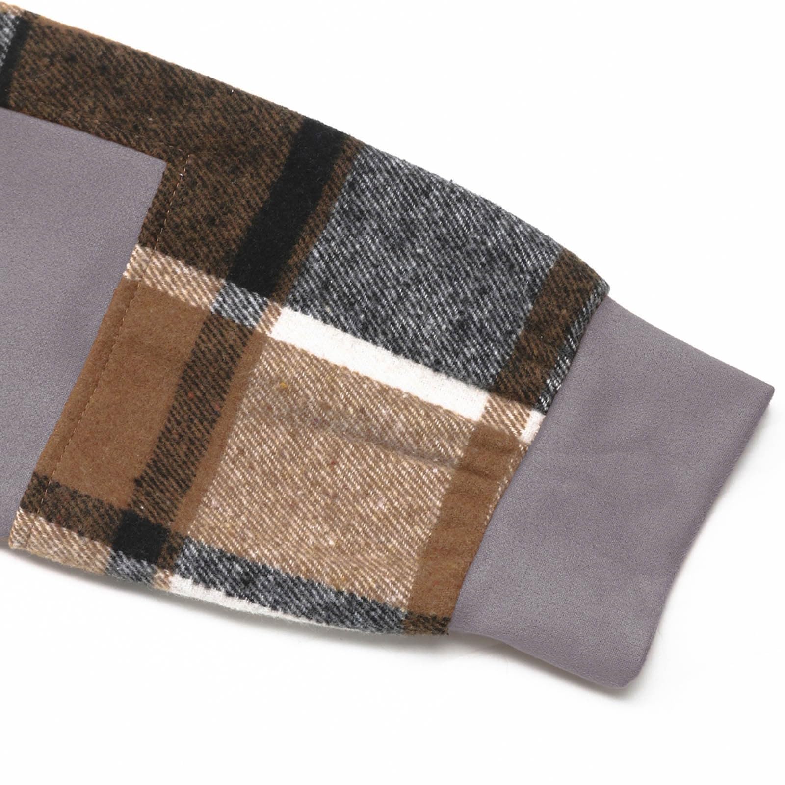 Sudadera con Capucha de Polar Estilo Retro británico de Patchwork a Cuadros de Manga Larga con diseño Falso de Dos Piezas para