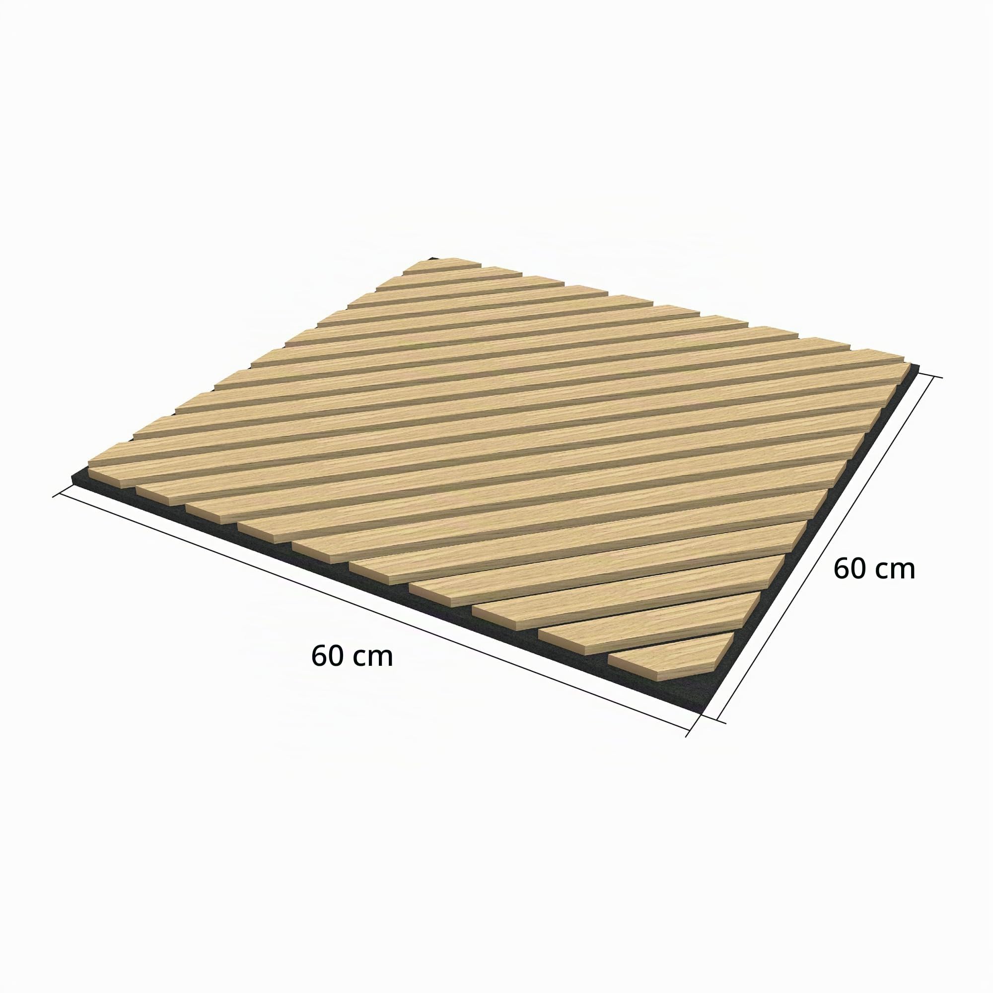 NEU.HOLZ Panel de Pared 3D Vang Juego de 4 Paneles Acústicos (1,44 m²) Revestimiento Mural 20 Listones Diagonales Decorativos Estilo Escandinavo en MDF y Fieltro PET 60 x 60 x 2 cm - Roble