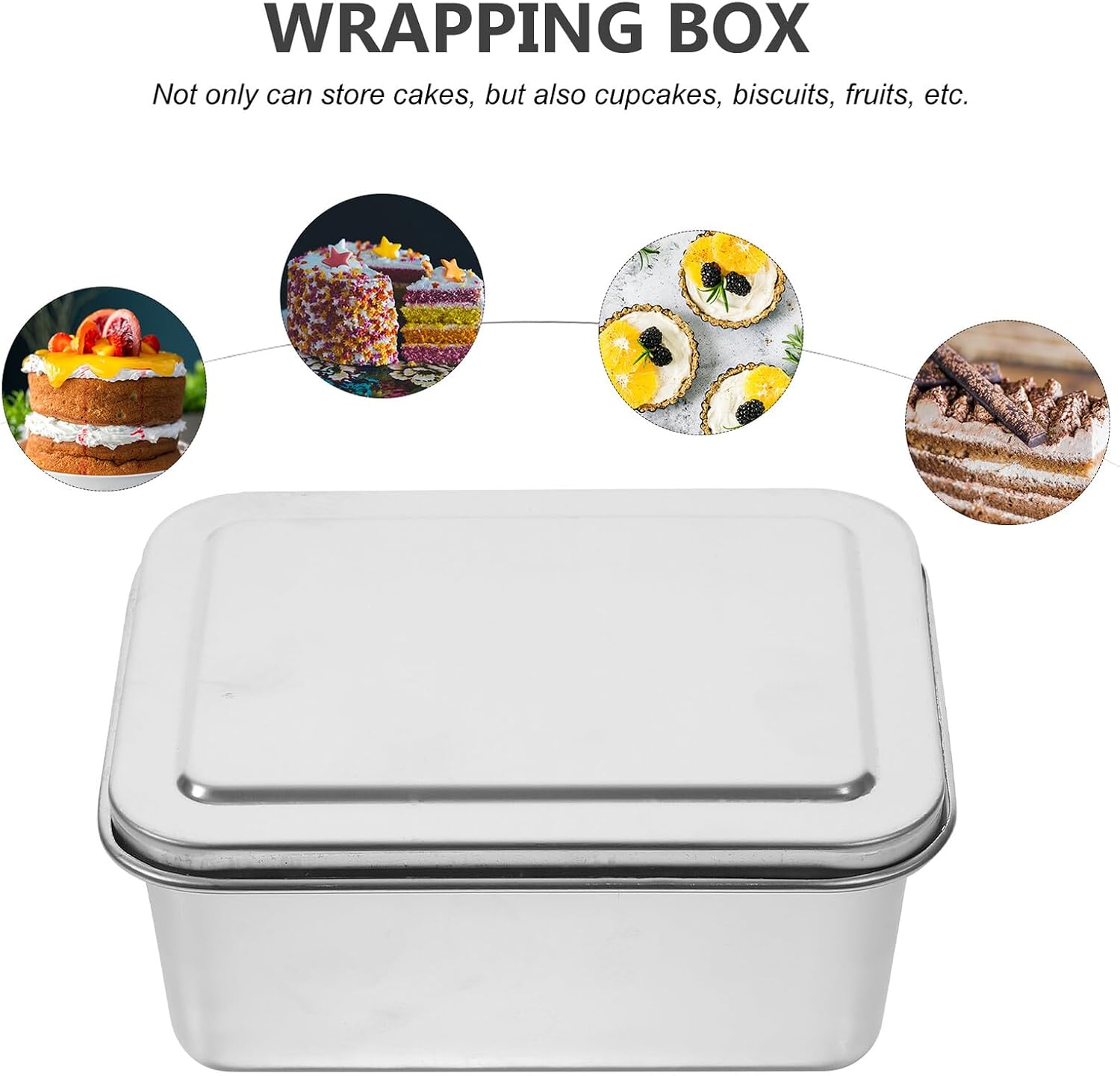 Stainless Steel Baking Pan with Lid, Thickened Square Tiramisu Cake Tray, Reusable Rectangular Dessert Pan for Kitchen Baking and Party Use