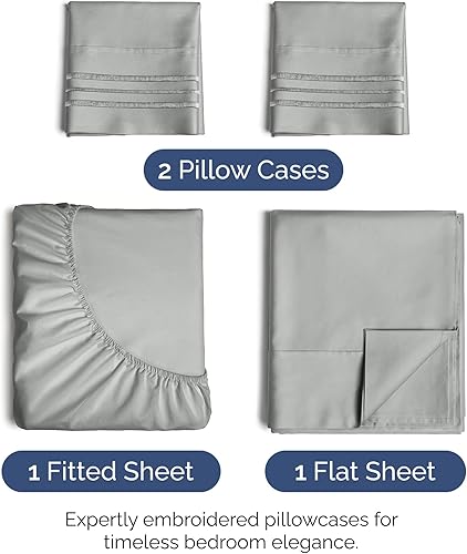 Vista 626 de Juego de sábanas de 4 piezas tamaño king, extrasuaves, transpirables y refrescantes con esquinas profundas, sábanas de fácil ajuste y sin arrugas