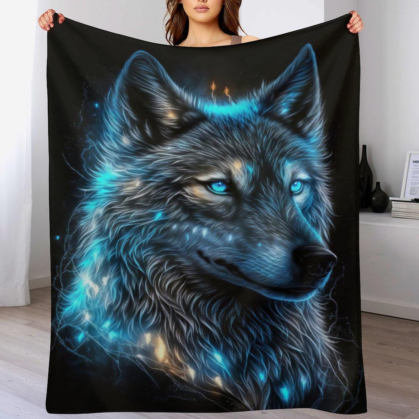 Couverture flannel loup douce pour des soirées cocooning en famille sur le canapé