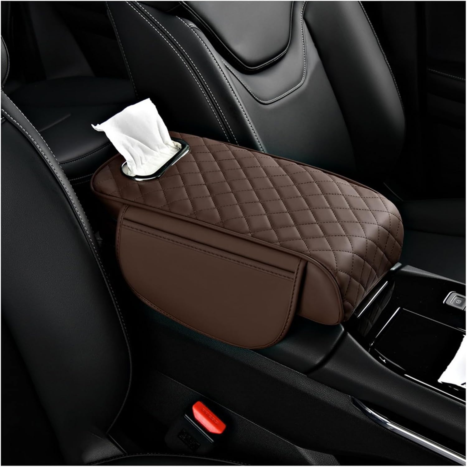 Center Console Cover for Cadillac Escalade 1999-2020 2021 2022 2023 2024 2025, Leather Arm Rest Armrest Cover for Car, Center Console Armrest Cover Armrest Storage Box, Interior Accessories