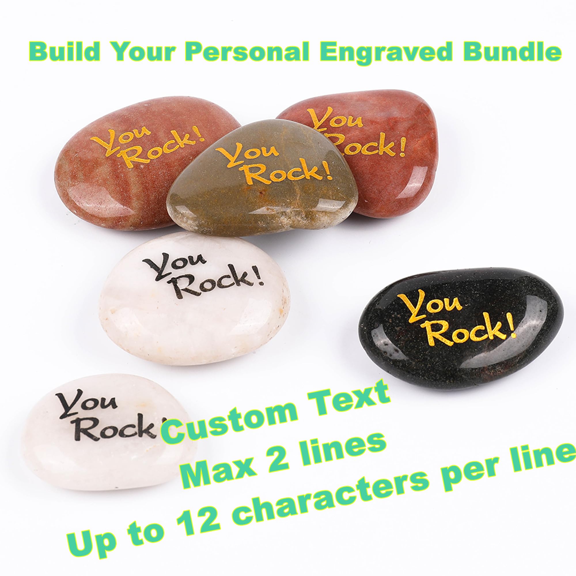 ROCKIMPACT 50PCS Customized Engrave Personalized Assorted Bulk, Custom Engraved River Rocks, Create Your Own Great Gift Ideas, Customizable Inspirational Prayer Stones 50 pcs/Pack, 1.5