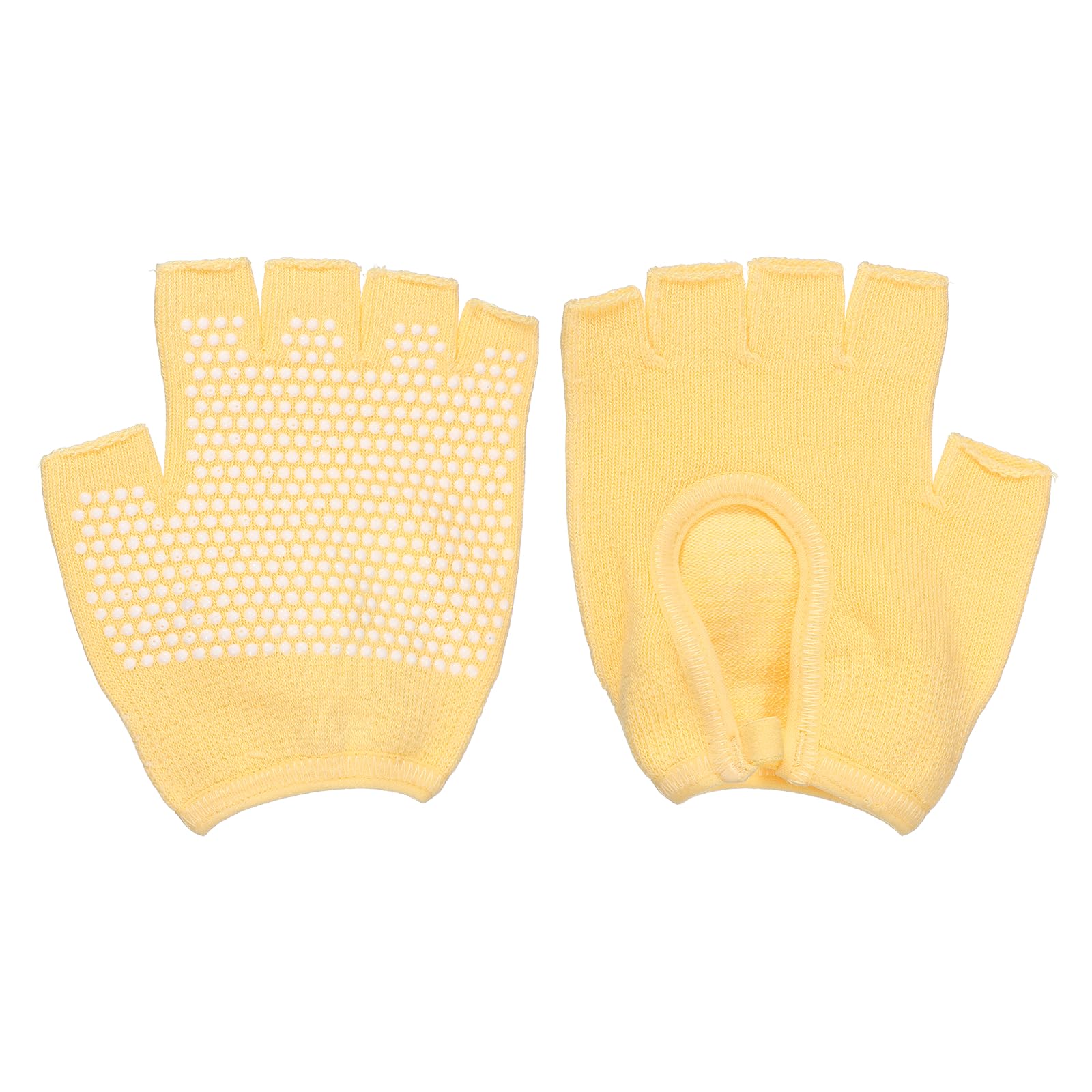 YELARXI Yoga Gloves, Non Slip Fingerless Pilates Gloves Breathable Exercise Workout Mittens - Fitting For(Men Women Gym/Weight Lifting/Cycling/Training), Yellow