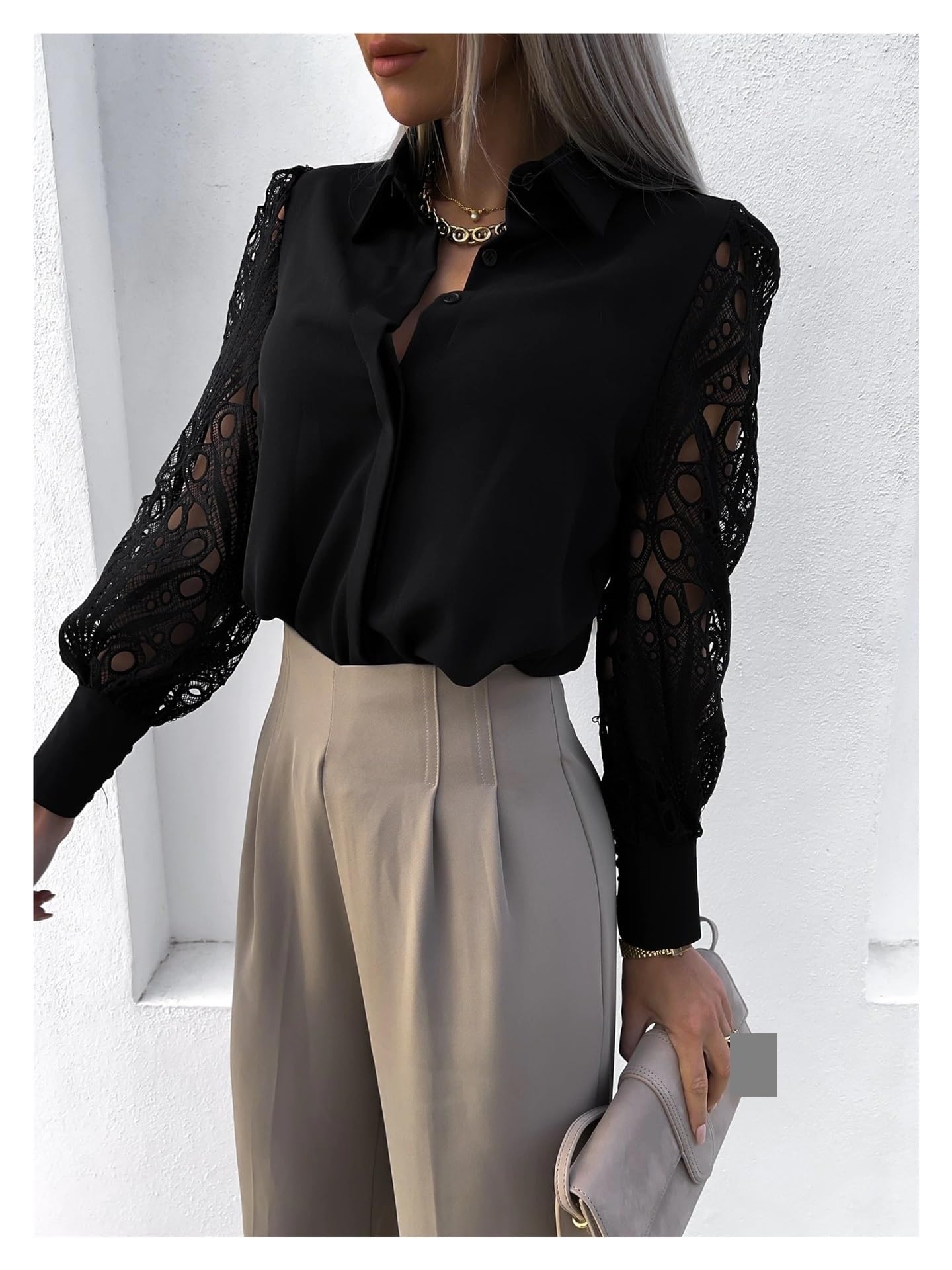 Copricostume Donna Camicetta Elegante In Chiffon Tinta Unita Da Donna | Camicia ampia casual a maniche lunghe con scollo a V, tuniche da donna for ufficio, top oversize(Purple,XXL)