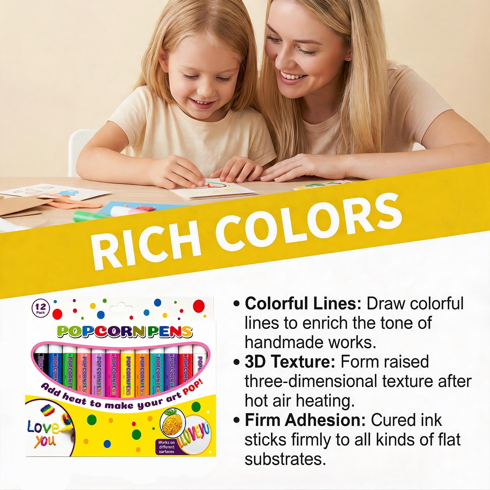Générique Magic Popcorn Pen DIY Bubble Popcorn Drawing Pens,