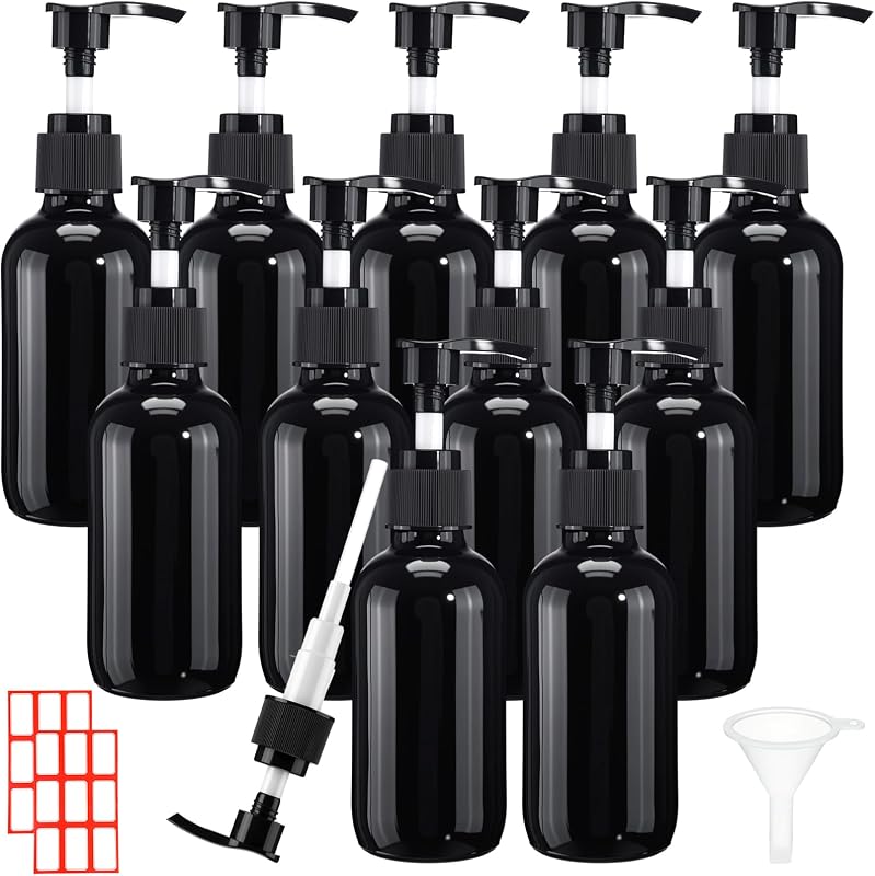 Tanlade Frascos de Vidro Recarregáveis com Dosador, 120 mL, Preto, Pacote com 12