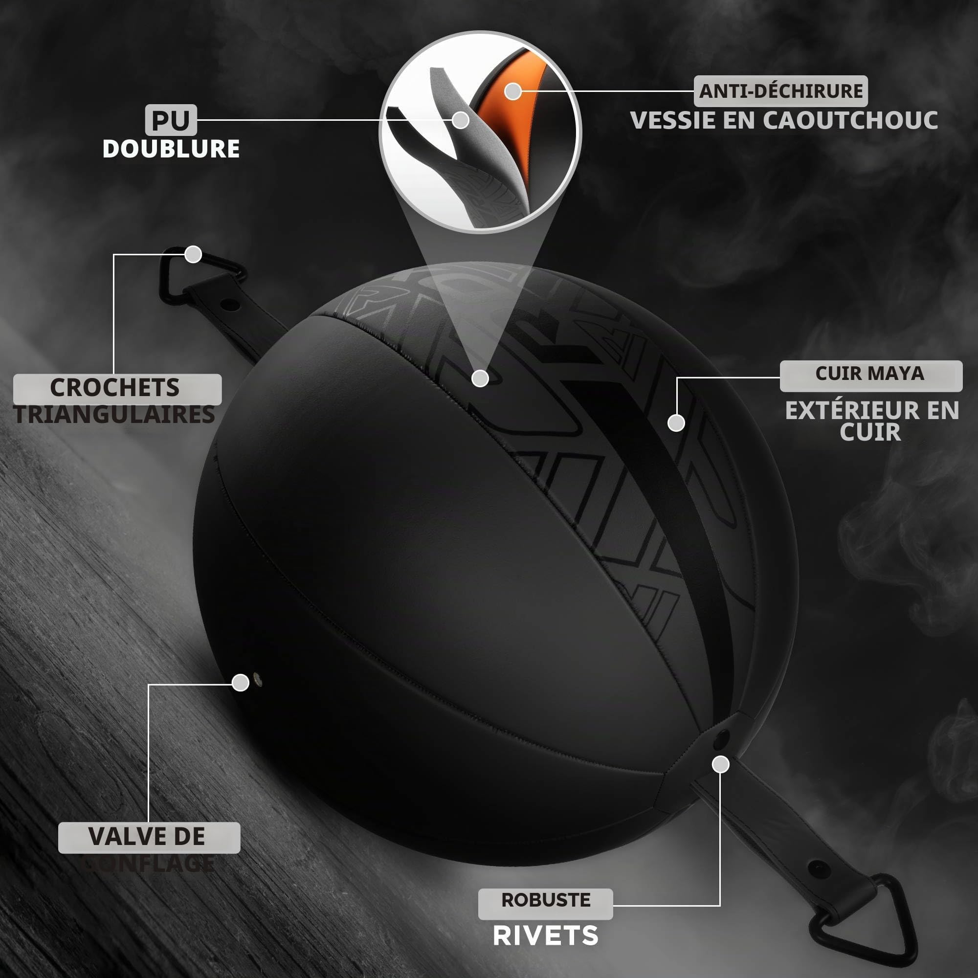 RDX Ballon de Vitesse Reflex 70CM avec Cordon élastique Extensible, Sac de Boxe Double Extrémité pour MMA Kickboxing Muay Thai