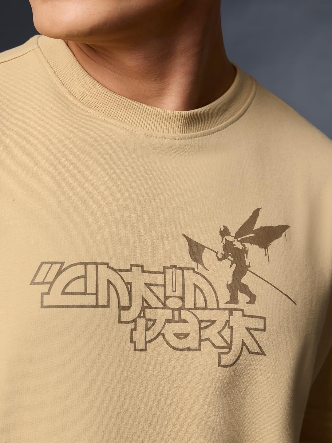 The Souled Store Linkin Park T-Shirt für Herren und Jungen, kurzärmelig, Rundhalsausschnitt, Grafikdruck, lässig, leicht, schulterfrei, modisch, Streetwear