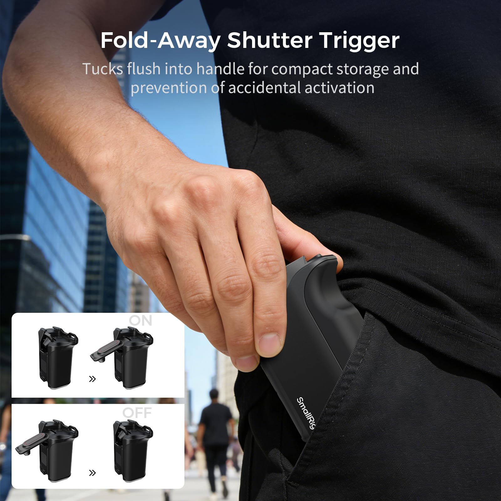 SMALLRIG Uchwyt Street Photography do DJI Osmo Action 5 Pro/4/3, szybkozłączka, przycisk migawki, stopka zimna, pasek na nadgarstek, otwór gwintowany 1/4 cala, uchwyt do DJI OEM i SmallRig -5826