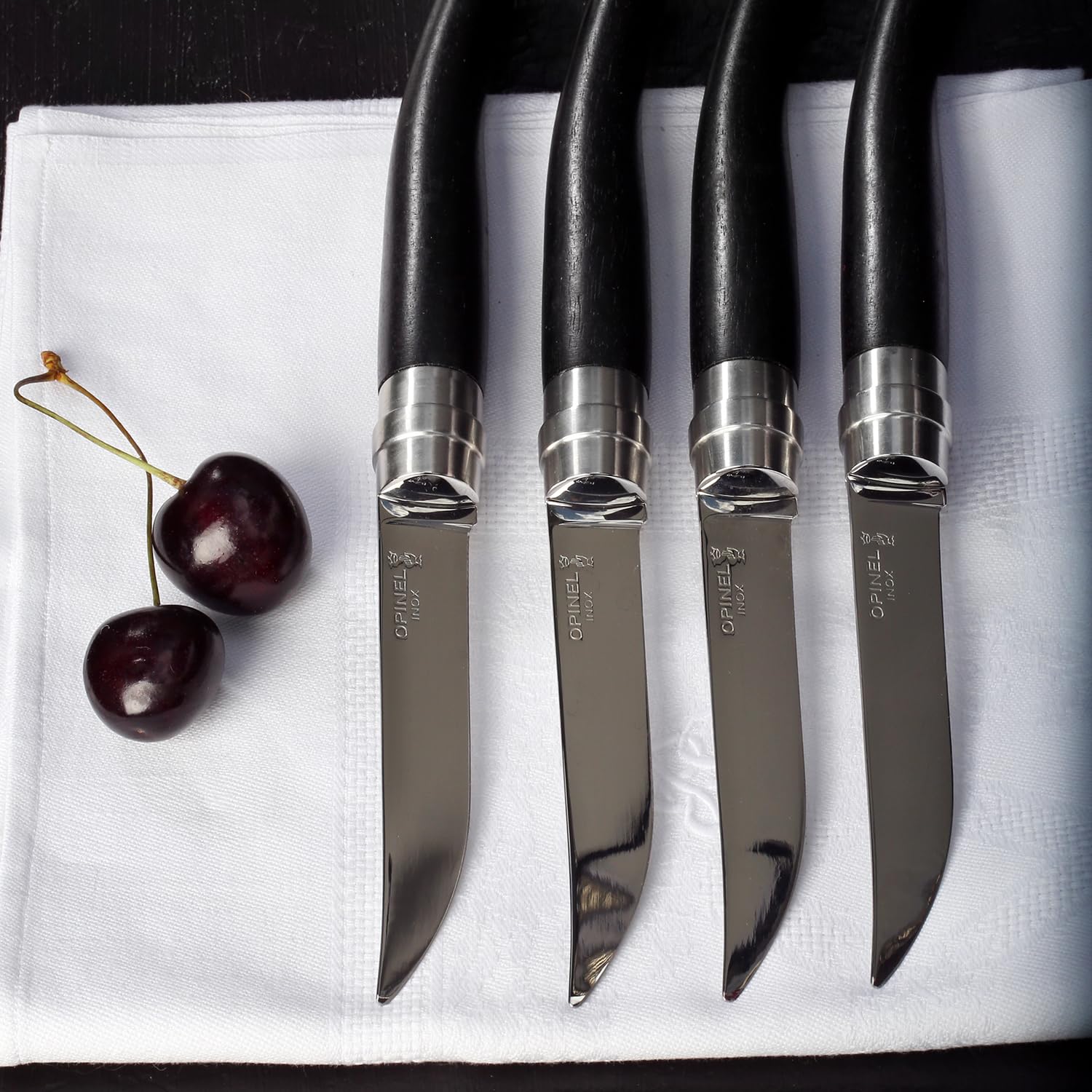 Opinel Estuche DE 4 cuchillos de mesa EBANO (hoja pulido espejo)