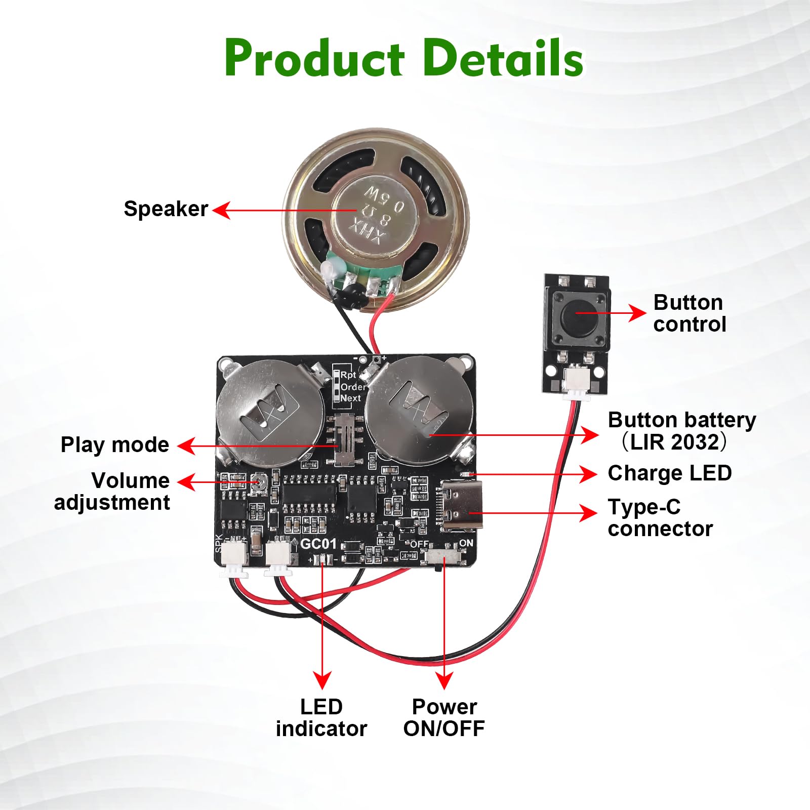 ICSTATION Sound Module, Downloadable Sound Module Voice Button with 8MB Memory Push Button Control Sound Chip for DIY Personalized Voice Recording for Mothers Day Greeting Card - Image 7