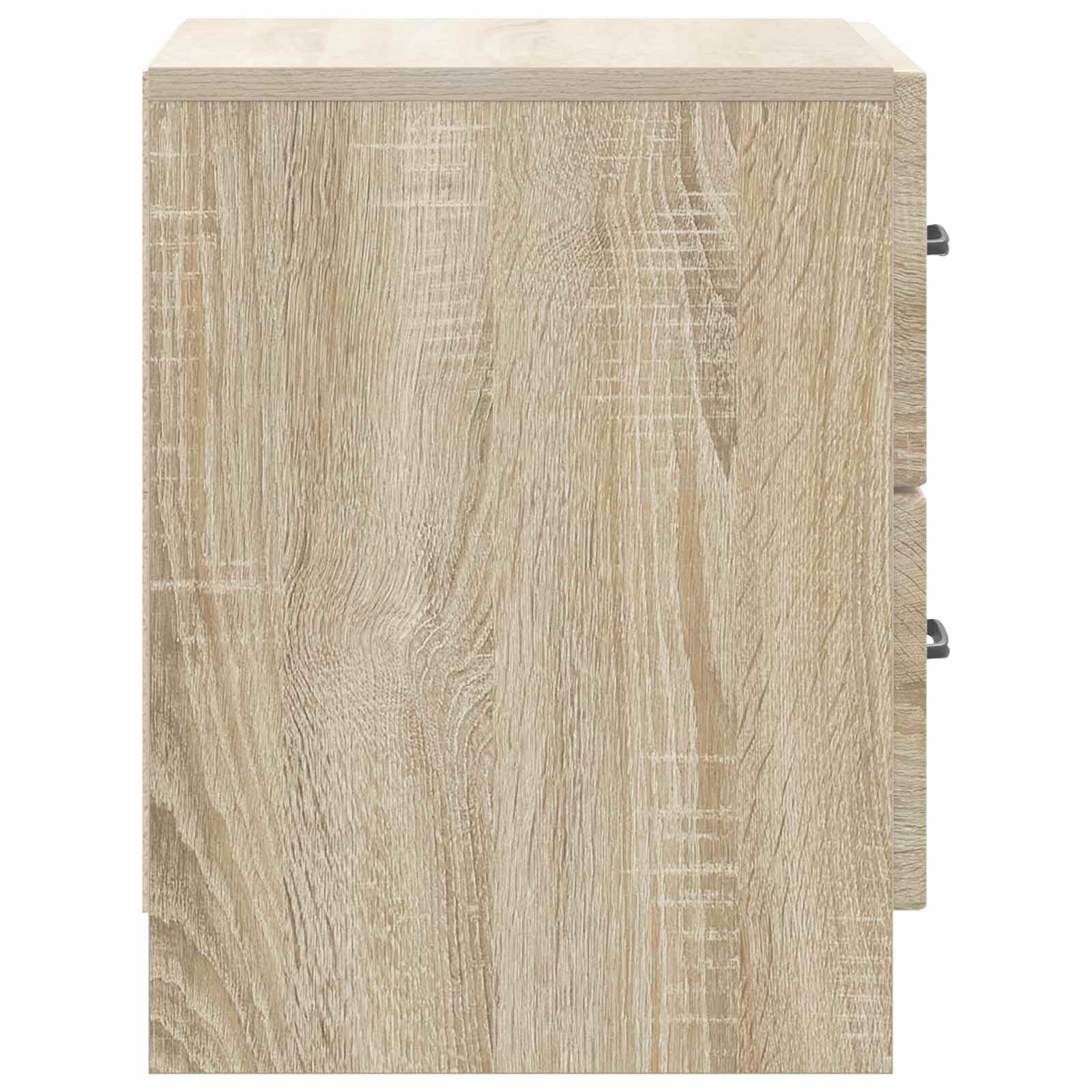 Hothingwell Szafka nocna w stylu vintage z szufladą dębową Sonoma, mała szafka do przechowywania do sypialni 43 x 34,5 x 44,5 cm, retro design z drewna z czarnymi uchwytami, przechowywanie
