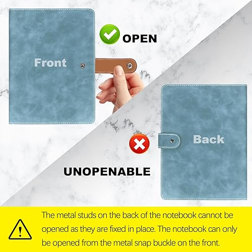 Vista 87 de FYY - Cuaderno de 6 anillos de piel sintética con bolsillos, divisores y papel de recarga, agenda de tamaño A5, color azul marmolado