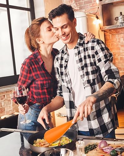 Miniatura 20 de Cuchara de cocina para utensilios de cocina antiadherentes, ideal para cocinar y servir silicona mate resistente sin BPA, cuchara con mango de Azul