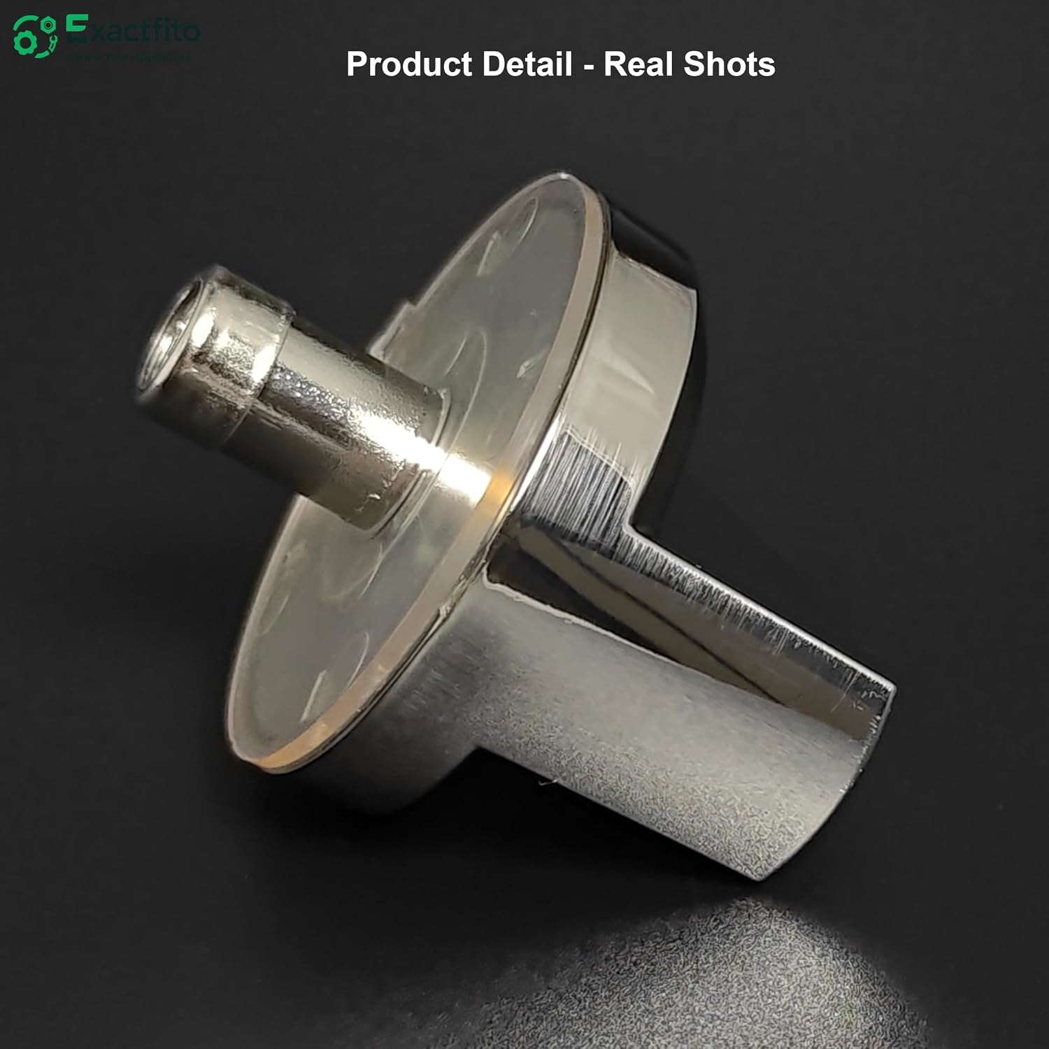 1Pcs Ge Stove Knobs Replacements WB03X25796 | Reinforced D-Shape, Heat-resistant blend: 110–140°C , Mirror brushed nickel finish, 1 Year Warranty