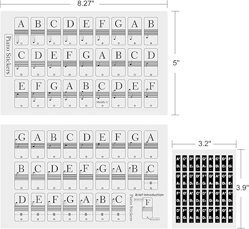 Miniatura 9 de Calcomanías de piano para teclado notas extraíbles para teclado de piano, calcomanías para notas de teclado de piano para niños principiantes