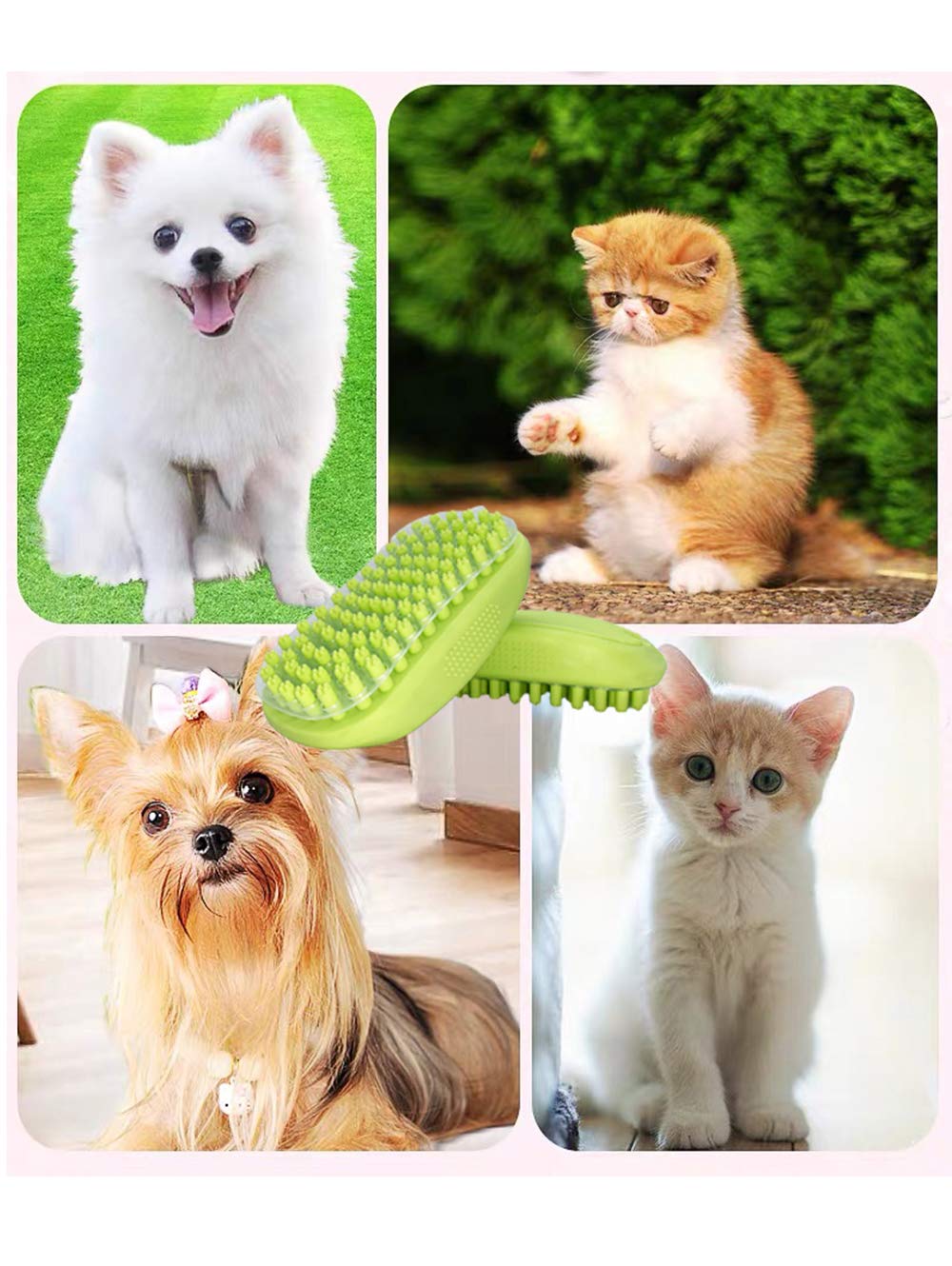 Cepillo for mascotas for el cuidado de goma suave removedor de pelo de gato baño for perros cepillo for derramar pelo con pantalla de captura de piel cepillo de masaje peine de aseo for mascotas verde
