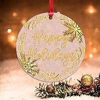 Vista 17 de Merry Christmas Y'all Christmas Tree Ornament Holiday Xmas Gift Acrylic Christmas Ornaments Gold Snowflake Ball Wreath Xmas Tree Decorations for