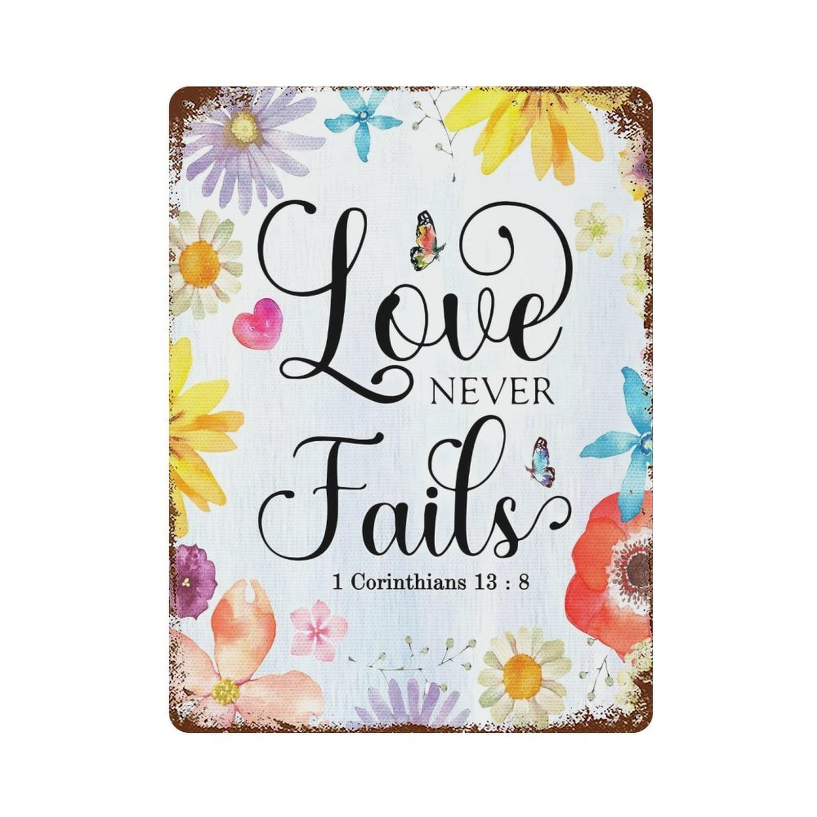 xiaoxiaoshen 1 Corinthians 13 8 Scripture Quote Wall Decor Art Metal Tin Poster Modern Home Decor Art Home Bar Shop Decorations Vintage Sign 40x30cm