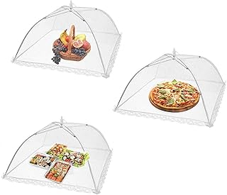 Cloche Alimentaire,3 PCS Popup Alimentaire Moustiquaire Pliable en Maille Housse 14 Pouces Couverture de Nourriture pour Cuisine à Extérieur Tentes Ecran Parties Pique-niques BBQ Blanc