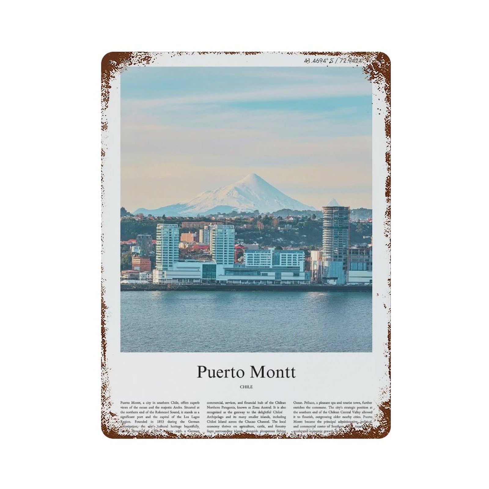 xiaoxiaoshen Puerto Montt Chile City Scenery Wall Decor Art Metal Tin Poster Modern Home Decor Art Home Bar Shop Decorations Vintage Sign 40x30cm