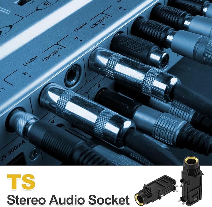 MECCANIXITY 4 Piezas Conector Jack Audio 6.35mm Hembra Chapado en Oro miniatura 6