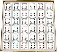 Caixa de Brincos Pequenos de Strass e Perolas com Tarraxa de Silicone Kit 108 Pares