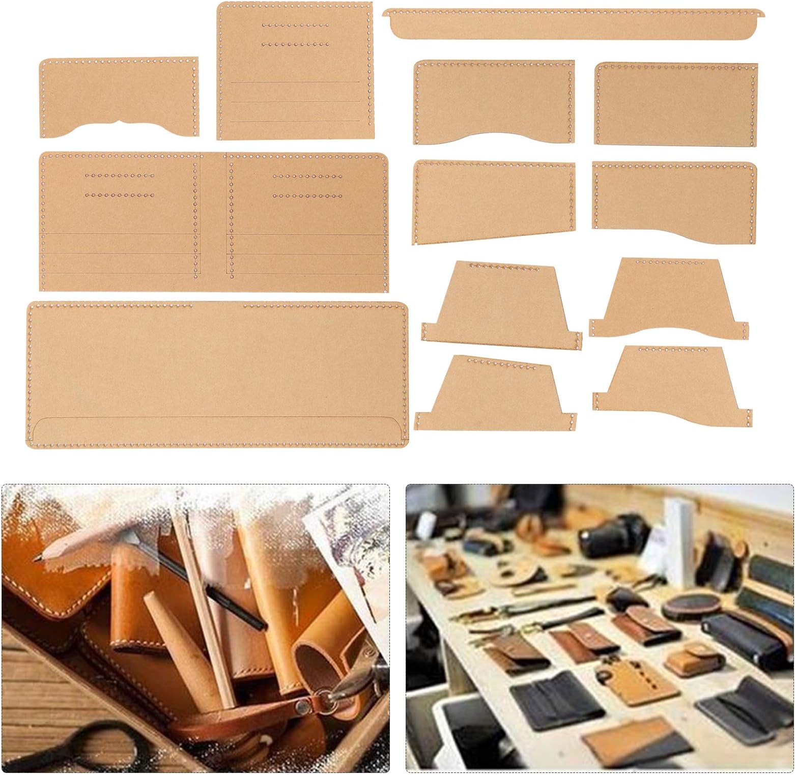 Cyrank 13Pcs Acrylic Wallet Pattern Stencil Template Drawings Set Acrylic Leather Pattern Leather Templates Bags Acrylic Leather Pattern Leather Templates Make Shoulder Bag Make Messenger Bag