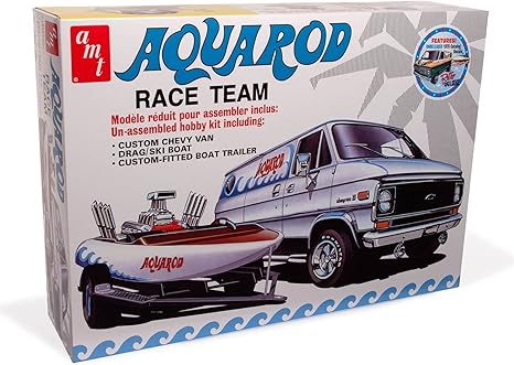 AMT Aqua Rod Race Team 1975 Chevy Van, Race Boat & Trailer 1:25 Scale Model Kit