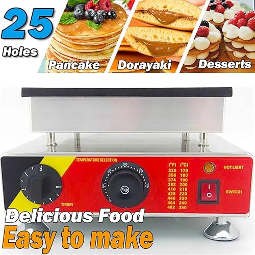 Miniatura 2 de Máquina para hacer panqueques eléctrica comercial de 25 agujeros de 1.8 pulgadas, mini panqueques holandeses, parrilla, panadero, waffle, muffins,