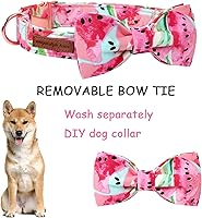 Vista 3 de Unique style paws Collar de perro Bowtie Collar de sandía de algodón Collar de verano ajustable para perros pequeños, medianos y grandes - S