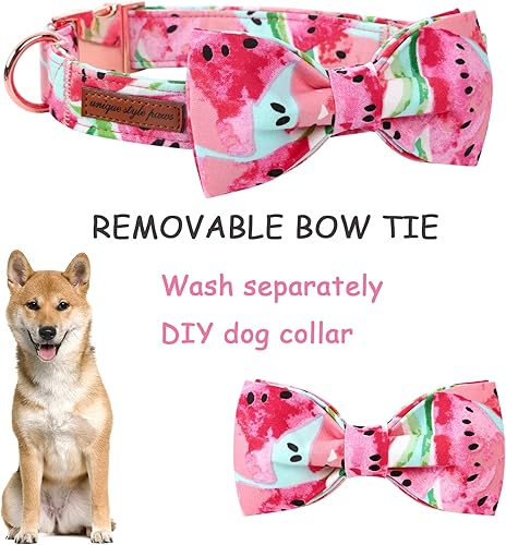 Miniatura 3 de Unique style paws Collar para perro con corbata de flores, collar de dinosaurio rosa y corazón para cachorros, adecuado para perros pequeños,