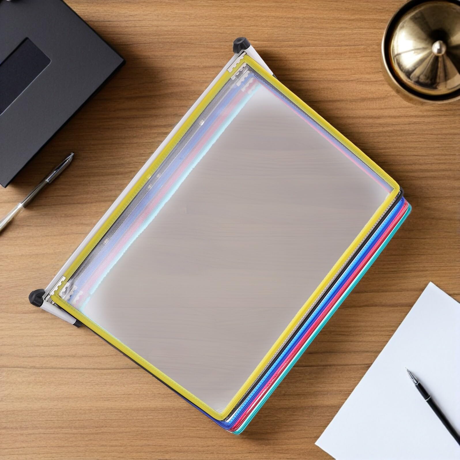 Supporto da Parete per Cartelle Espositore Portadocumenti in Plastica e Ferro Organizer Sospeso per File Pannelli di Riferimento per Ufficio e Riunioni