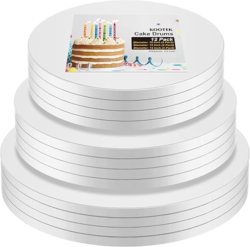 Miniatura 12 de Kootek Juego de 6 moldes redondos de 12 pulgadas, 12 pulgadas, base de cartón resistente de 1/2 pulgada de grosor para postres de boda y fiesta