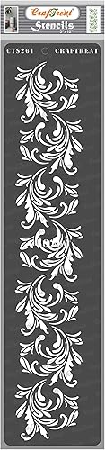 CrafTreat Plantillas florales reutilizables para pintar en madera, lienzo, papel, tela, piso, pared y azulejos, borde de 5 a 3 x 12 pulgadas,