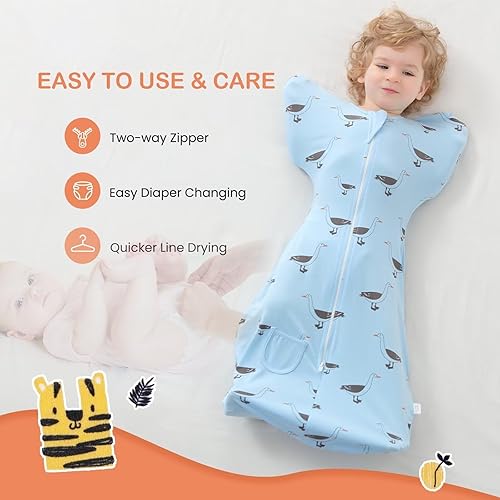 Miniatura 5 de LOVABYLUCK Saco de dormir de transición para bebé con cremallera de 2 vías, 100% algodón, suave y cómodo, saco de dormir 1.0 TOG