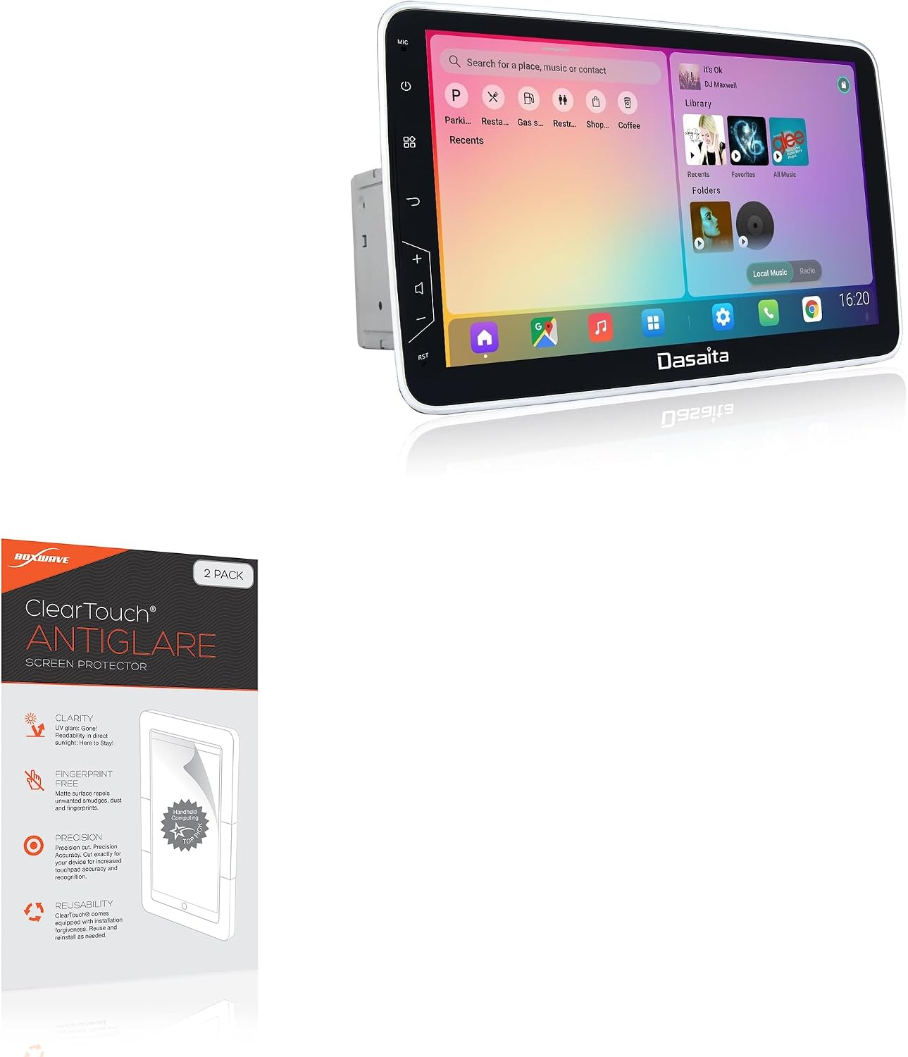 BoxWave Screen Protector Compatible with Dasaita Android Double Din Head Unit (10.2 in) - ClearTouch Anti-Glare (2-Pack), Anti-Fingerprint Matte Film Skin