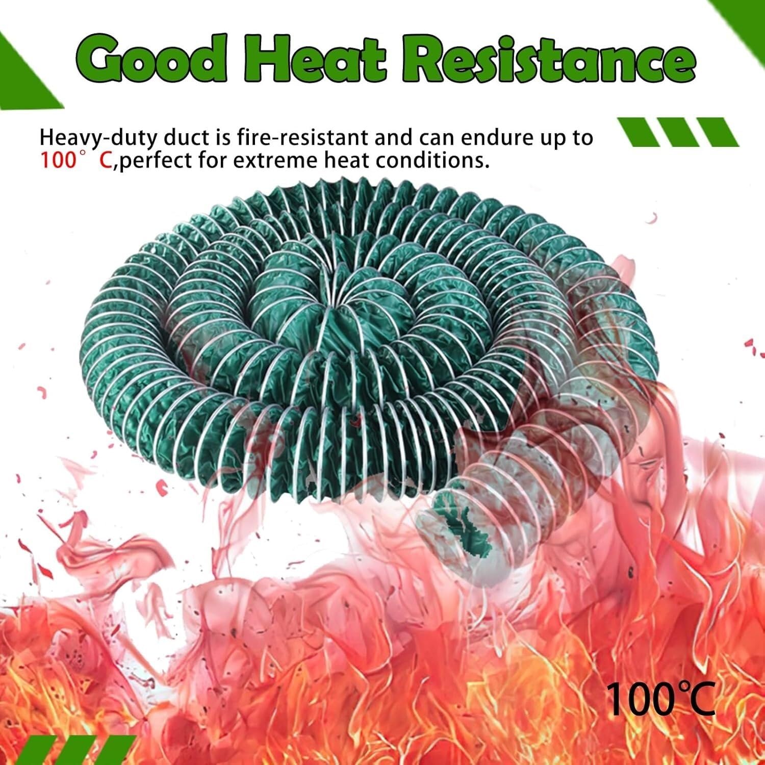 Condotto di ventilazione in tessuto e filo acciaio a tre prove | Lunghezza 3-16 piedi, diametri multipli for AC, ventilatore, scarico: ventilazione industriale(L 1m/3ft,100mm/3.9in)