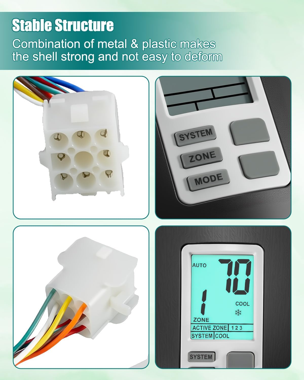 9330A3341 Digital Thermostat Compatible with Coleman Mach 9-Series Multiple Zone RV Thermostat, 12V Wall Mount Thermostat for RV Hot/Cool Temperature Control