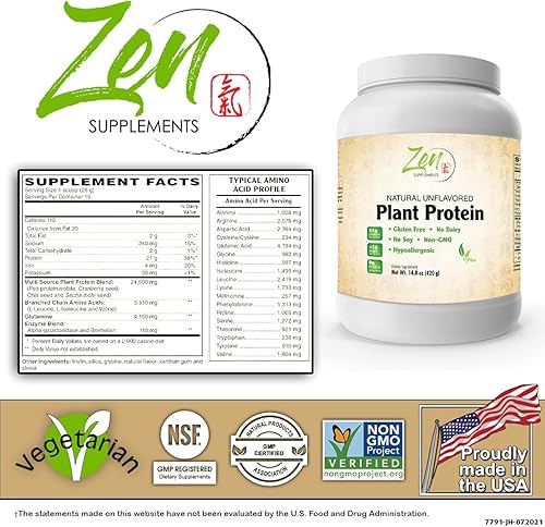 Miniatura 2 de Proteína vegetal  Veganonatural sin sabor 14.8 oz en polvo  0.86 oz de proteína por porción  vegano, bajos en carbohidratos netos, no lácteos, sin
