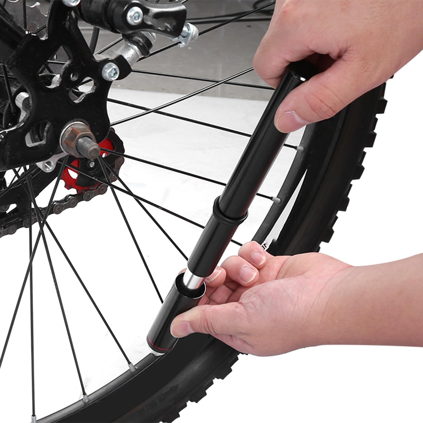 Inflator rowerowy przenośna wysokociśnieniowa minipompa ze stopu aluminium z dokładnym barometrem do jazdy na rowerze sporty na świeżym powietrzu 22cm 150PSI