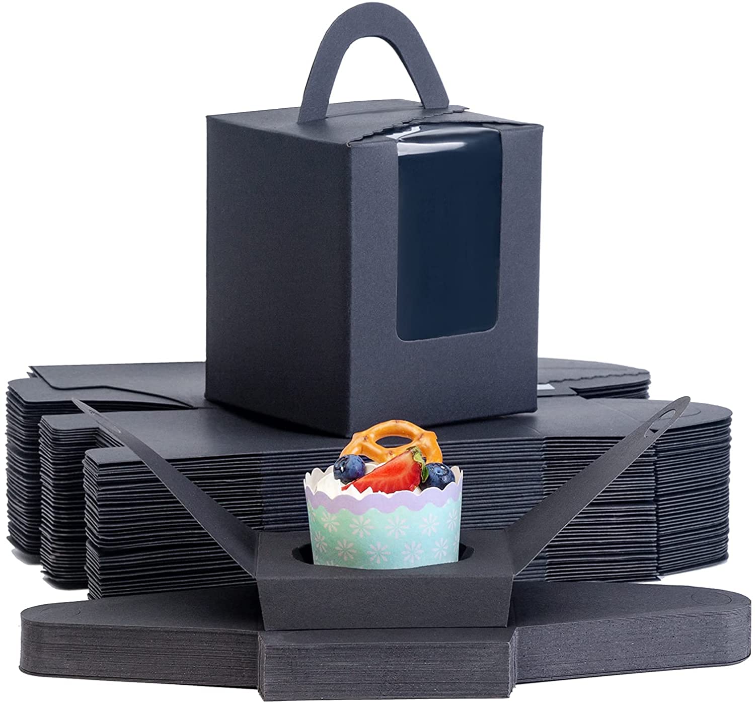 Buy 50 Pcs Individual Cupcakes Boxes, Portable Single White Paper