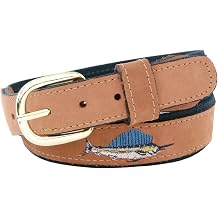 ZEP-PRO Mens Tan Leather Embroidered Sailfish Belt