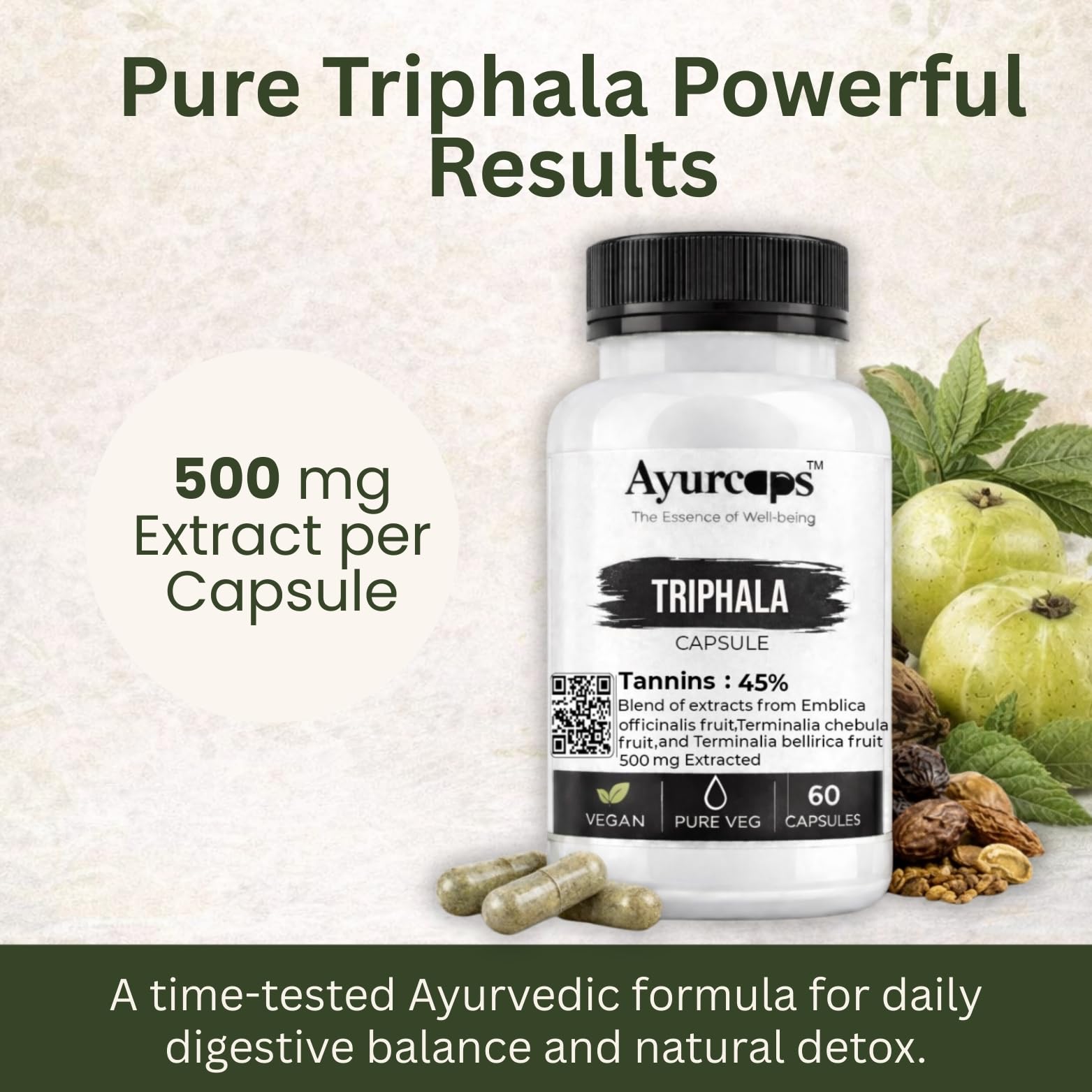 Triphala Capsules 500mg (60 Veg Capsules) | Ayurvedic Digestive Supplement With Amla, Haritaki And Baheda | Supports Gut Health And Antioxidant Herbal Formula — Amazon image 3