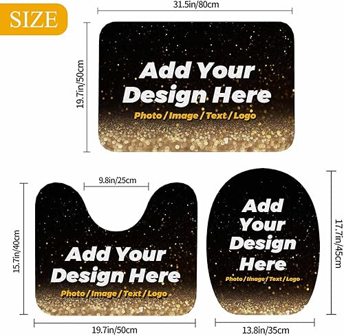 Miniatura 8 de HAOGEILI - Tapetes de baño personalizados absorbentes de agua, antideslizantes, lavables, juego de 3 piezas para alfombras de inodoro, tapetes de