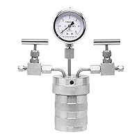 Vista 1 de BAOSHISHAN Reactor hidrotermal de autoclaves, mini reactor de presión de acero inoxidable con conexiones de gas y manómetro, revestimiento de PTFE