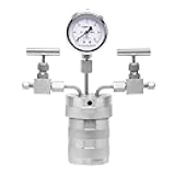 BAOSHISHAN Hydrothermal Autoclaves Reactor, Mini Stainless Steel Pressure Reactor with Gas Connections and Pressure Gauge, PTFE Lining for 180 Degrees Celsius 3MPa (100ml)