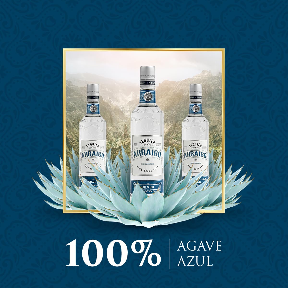 Arraigo Tequila Blanco - Botella de Tequila Mexicano - Elaborado 100% Agave Azul - 70 cl - 35% de Alcohol - Destilado Tres Veces hasta Obtener su Sabor y Aroma